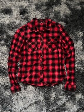 Red & Black Plaid Button-Up Shirt